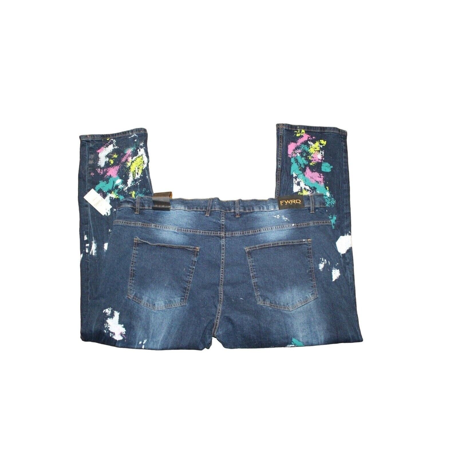 Fwrd Denim Paint Splatter Spatter Men’s Jeans Size 50x33 Nwt Slim Fit Dark Wash — image 4 of 8